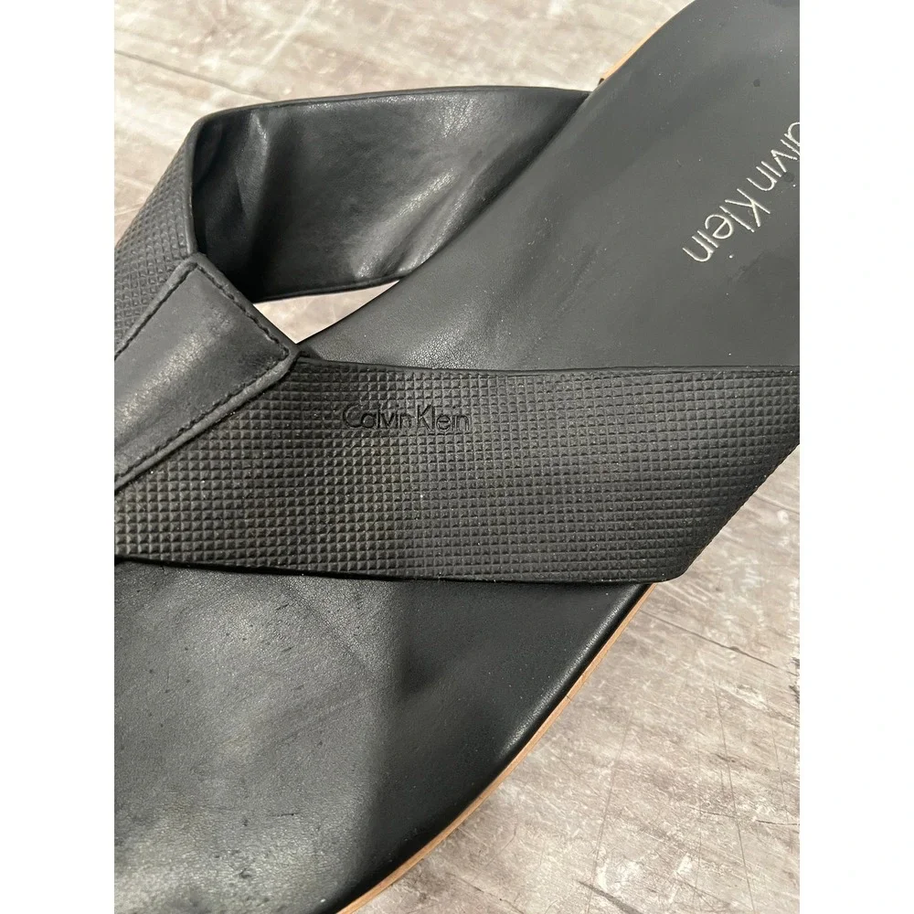Calvin Klein Thong Sandals Mens Black Sandals Deano Style Flip Flops Size 11